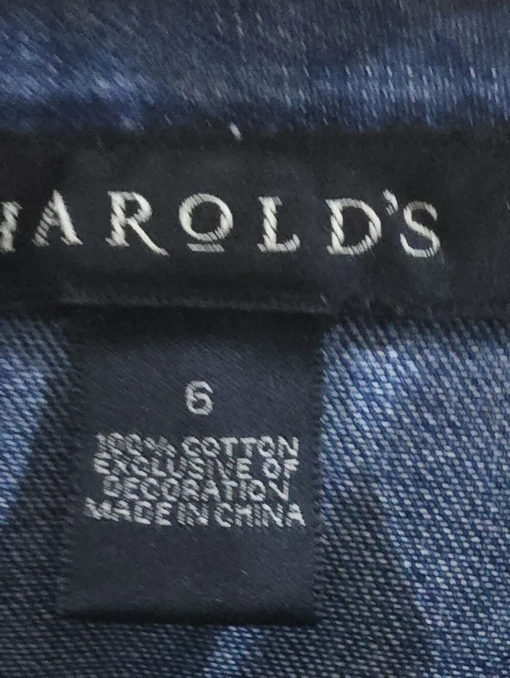 Chambray Harold's Womens Denim Button-Up Top Sz 6 Blue Solid Collared 3/4 Sleeve - Picture 4 of 6